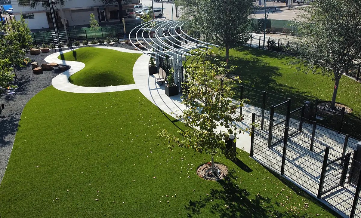 Artificial turf backyard installation in Houston